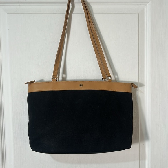 ÉTIENNE AIGNER CANVAS TOTE SHOULDER BAG IN BLACK AND TAN COLOURS - Picture 2 of 9